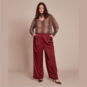 11 Honore Macy Wide Leg Red Pleated Wide Leg Pants Pockets Sz 18 NEW